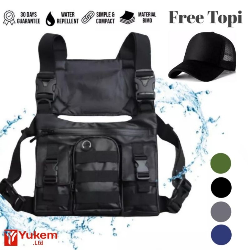 Free Topi-Tas Dada Anti Air Chest Bag Waterproof Tas  Rompi Pelingdung Dada  Grab Ojek Tas Saku Depa