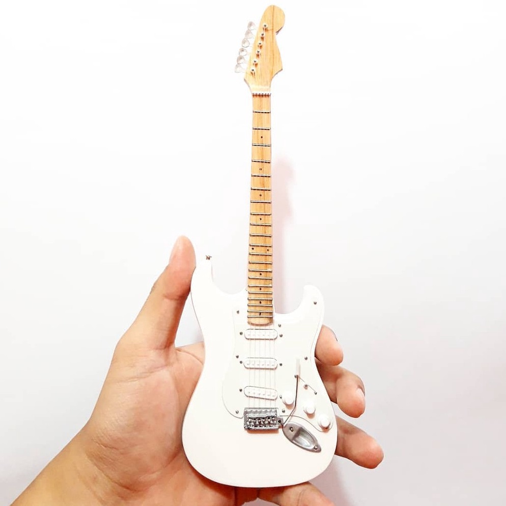 KODE W39D Miniatur Gitar Fender Stratocaster Olympic White Jimi Hendrix Best Seller Photography Prop