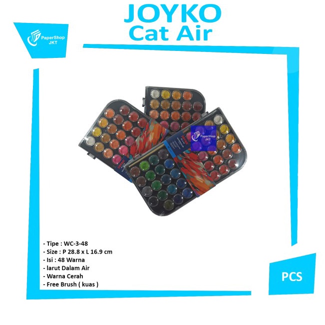 

Super Pembelian JOYKO Watercolor Set Cat Air WC3 Isi 48 Warna WC348 Set