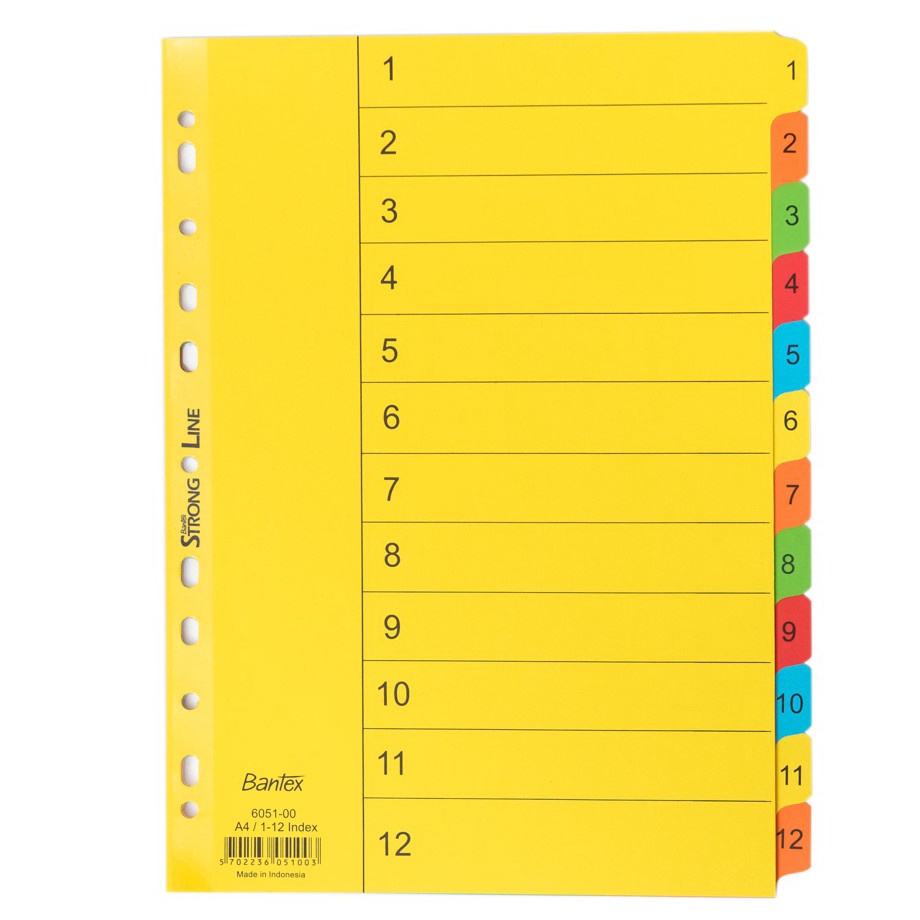 

Dijamin Terbaik Bantex Divider Pembatas Binder A4 12 Lembar Index Numeric