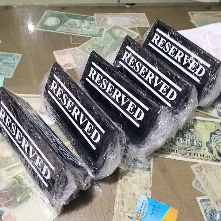 

Kejutan Terkini Papan RESERVED Acrylic Papan Reservasi Akrilik