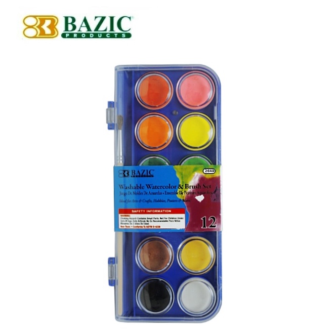 

Grosir Promo Bazic Washable Watercolor Brush Set 12 Color Cait Air 12 Warna