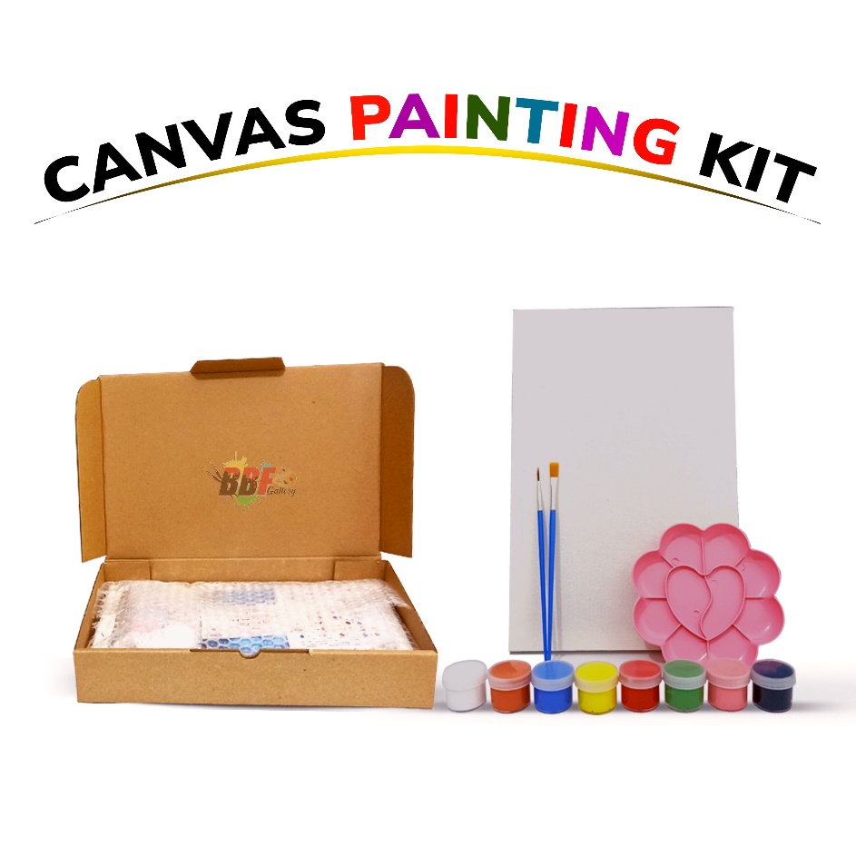 

Top Shipment Paket Lukis Kanvas 2x2 cm 2x3 cm Lengkap Peralatan Perlengkapan Melukis Anak Cat Air Akrilik Palet Kuas Set Canvas Painting Kit DIY hampers kado siap pakai