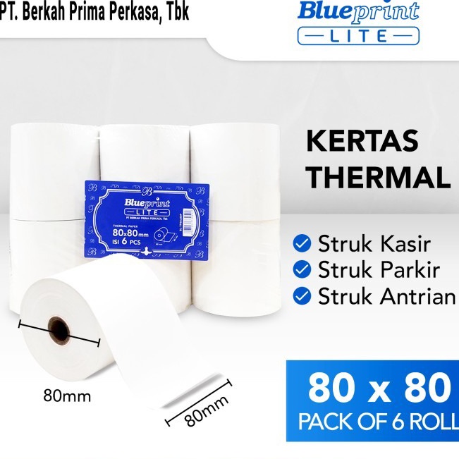 

Paket Ekonomis KERTAS THERMAL 8x8 mm BLUEPRINT LITE 8 x 8 mm 1 Pack 6 Roll