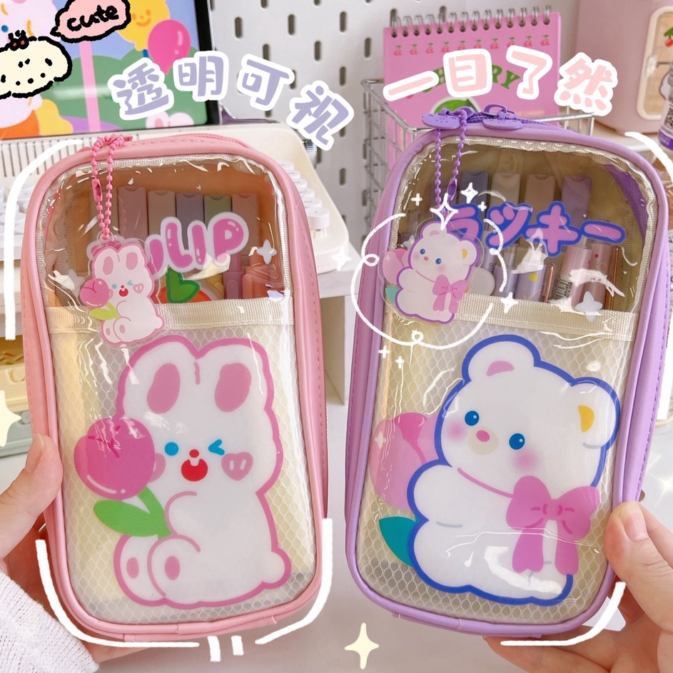 

Paket Baru Tempat Pensil Jumbo Banyak Slot Anti Air Standing Transparan Cute Ins Korean Style Pencil Case C5