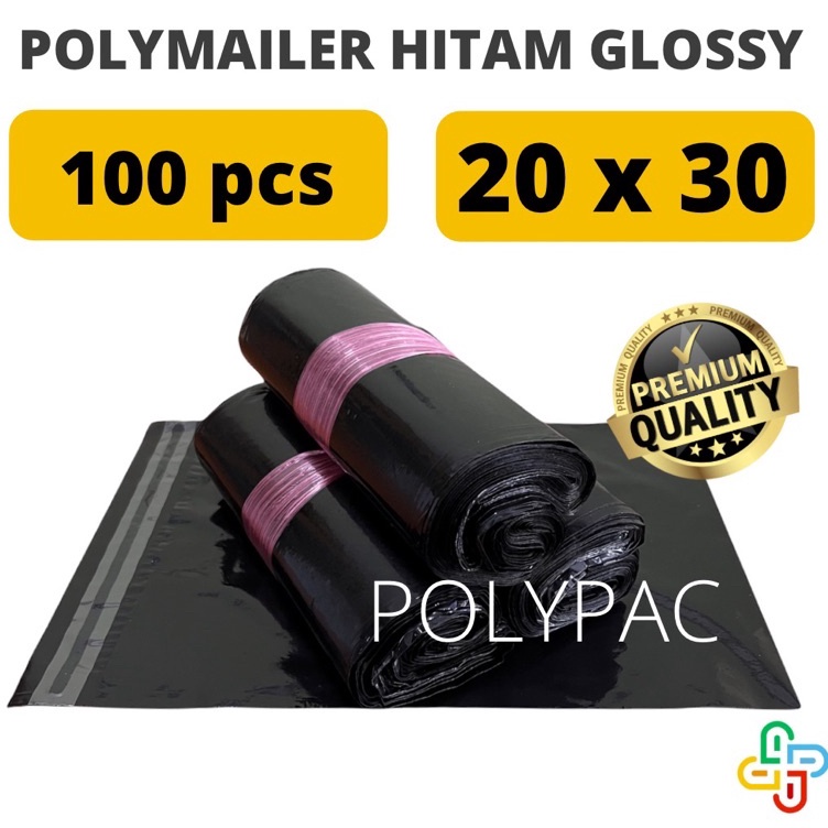 

Paket Terkini Polymailer PE HITAM GLOSSY 2x3 isi 1 pcs Polymailer PE Hitam Premium