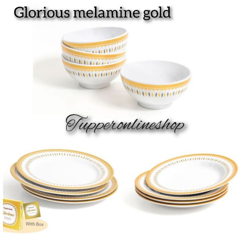 glorious melamine gold tupperware / piring dan mangkok tupperware