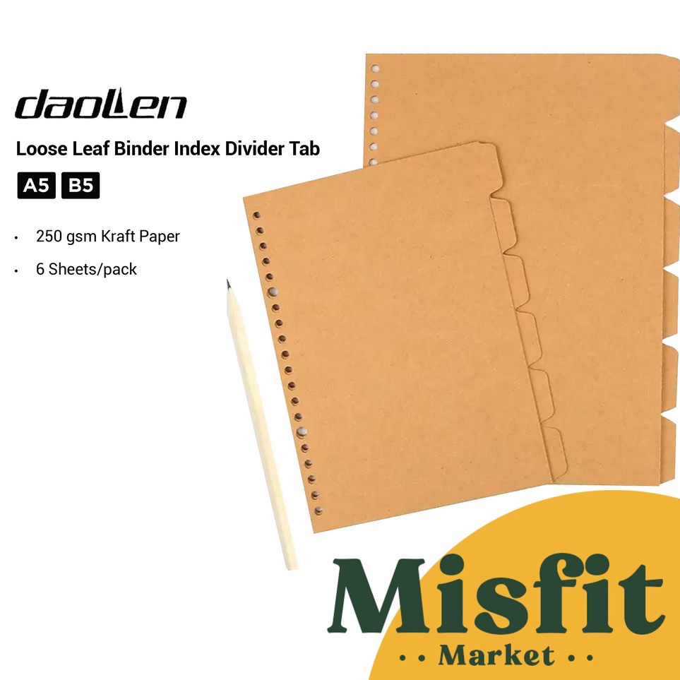 

Grosir Untung DaoLen Loose Leaf Kraft Binder Index Divider Tab Pembatas Buku Binder A5 B5