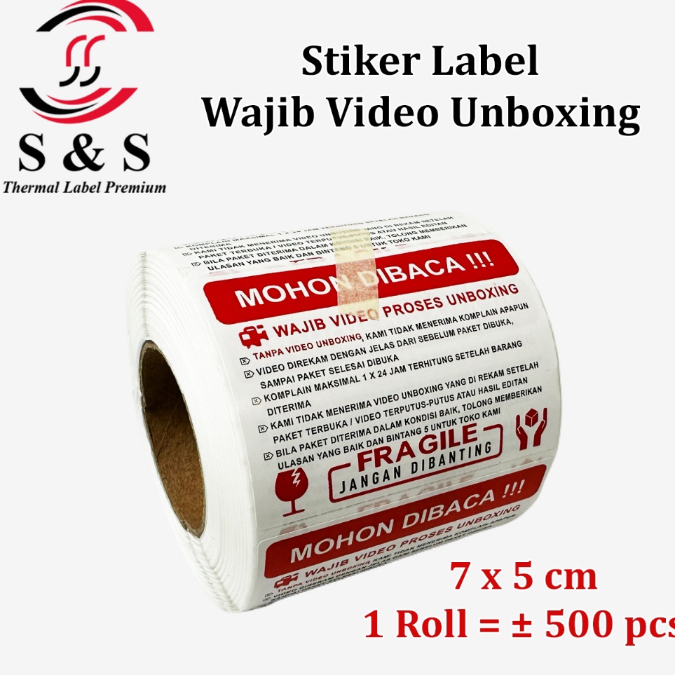 

Model Keren 5 PCS Sticker Label Wajib Video Unboxing 7 x 5 cm FRAGILE Jangan DIbanting