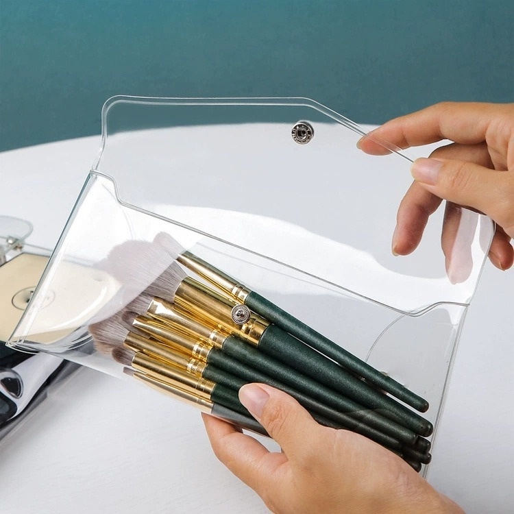 

GROSIRDHISHOP_Pouch Kosmetik Transparant Tas Make Up Transparan Bahan Mika PVC Tempat Pensil Tempat Alat Tulis Dompet Transparan TempaT