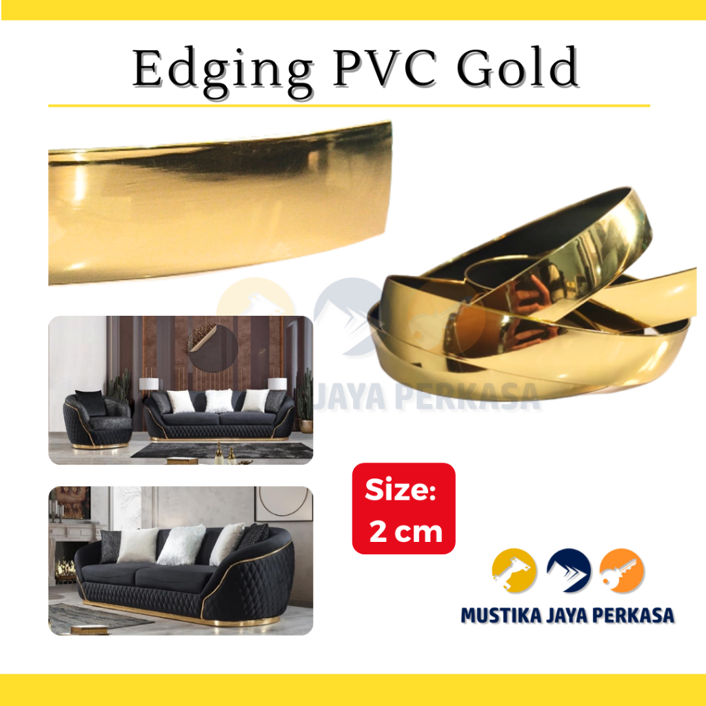 Berkualitas (Per 5 Meter) Edging Pvc Gold / Edging Sofa Gold 1 X 20 Mm