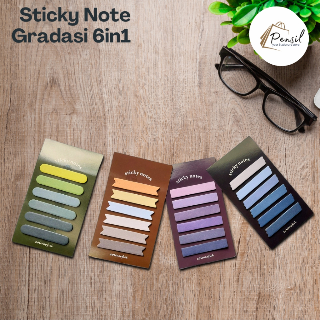 Sticky Note Aesthetic Sticky Note Gradiasi 6in1 Sticky Note Indeks Halaman