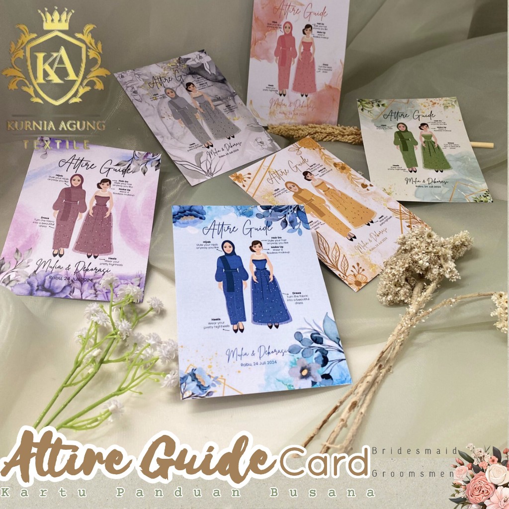 Kartu Undangan Bridesmaid/Groomsmen Attire Guide Aesthetic Custom Tag Nama