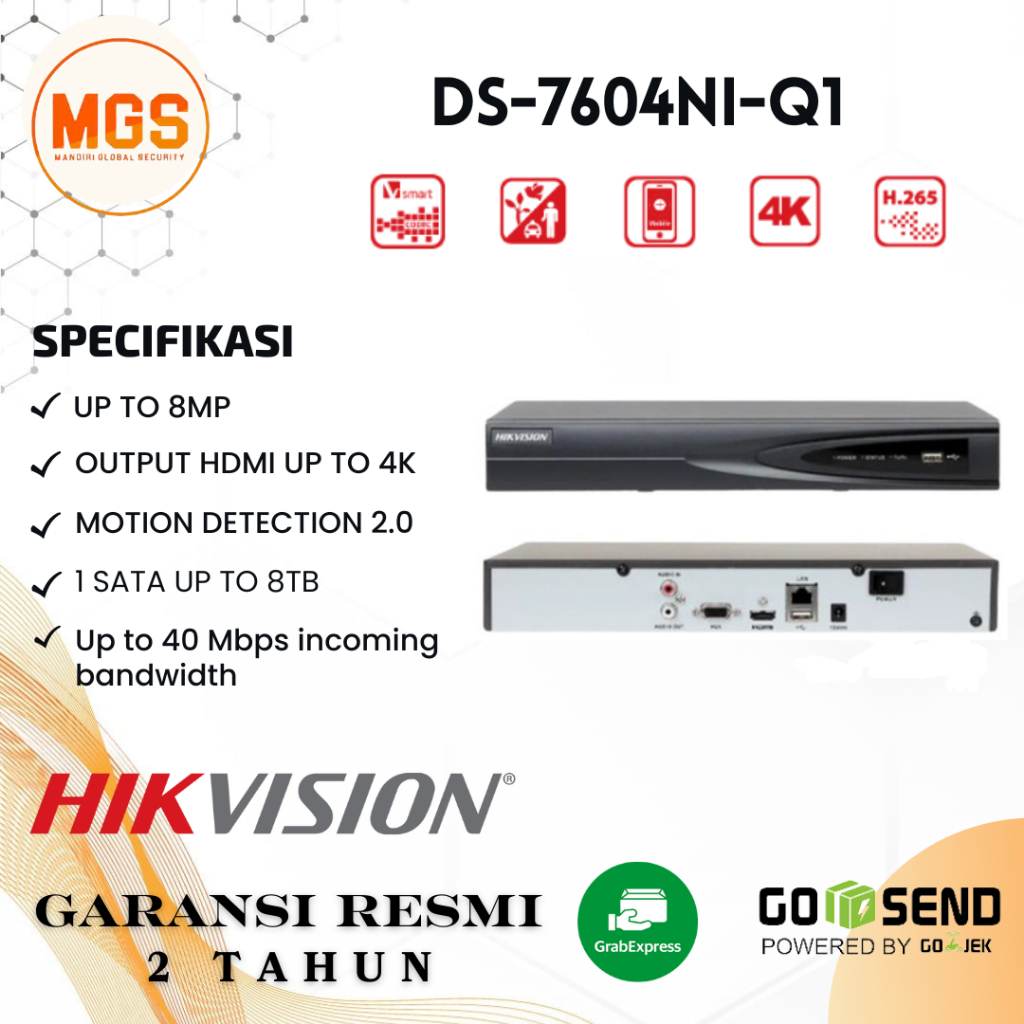 NVR CCTV HIKVISION 4CH DS-7604NI-Q1 / NVR HIKVISION 4 CHANNEL