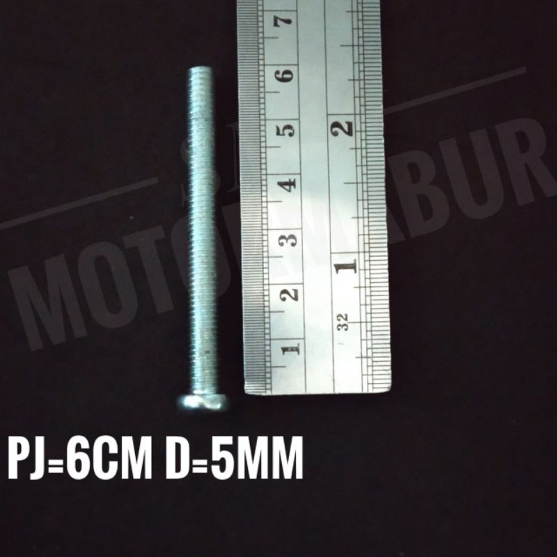 BAUT 10 DIAMETER DRAT 5MM PUTIH PANJANG 6Cm 1,5Cm 4Cm