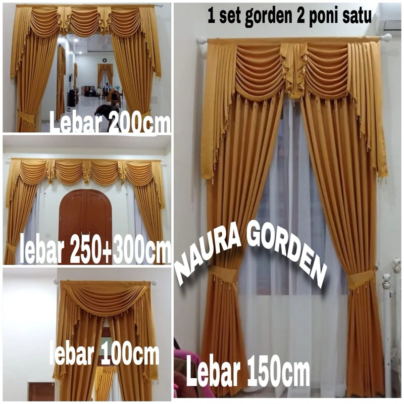 satu set Gorden Poni Gelombang Spanyol rumbai  Jendela Pintu Rumah mewah lebar 3 meter blackout impo