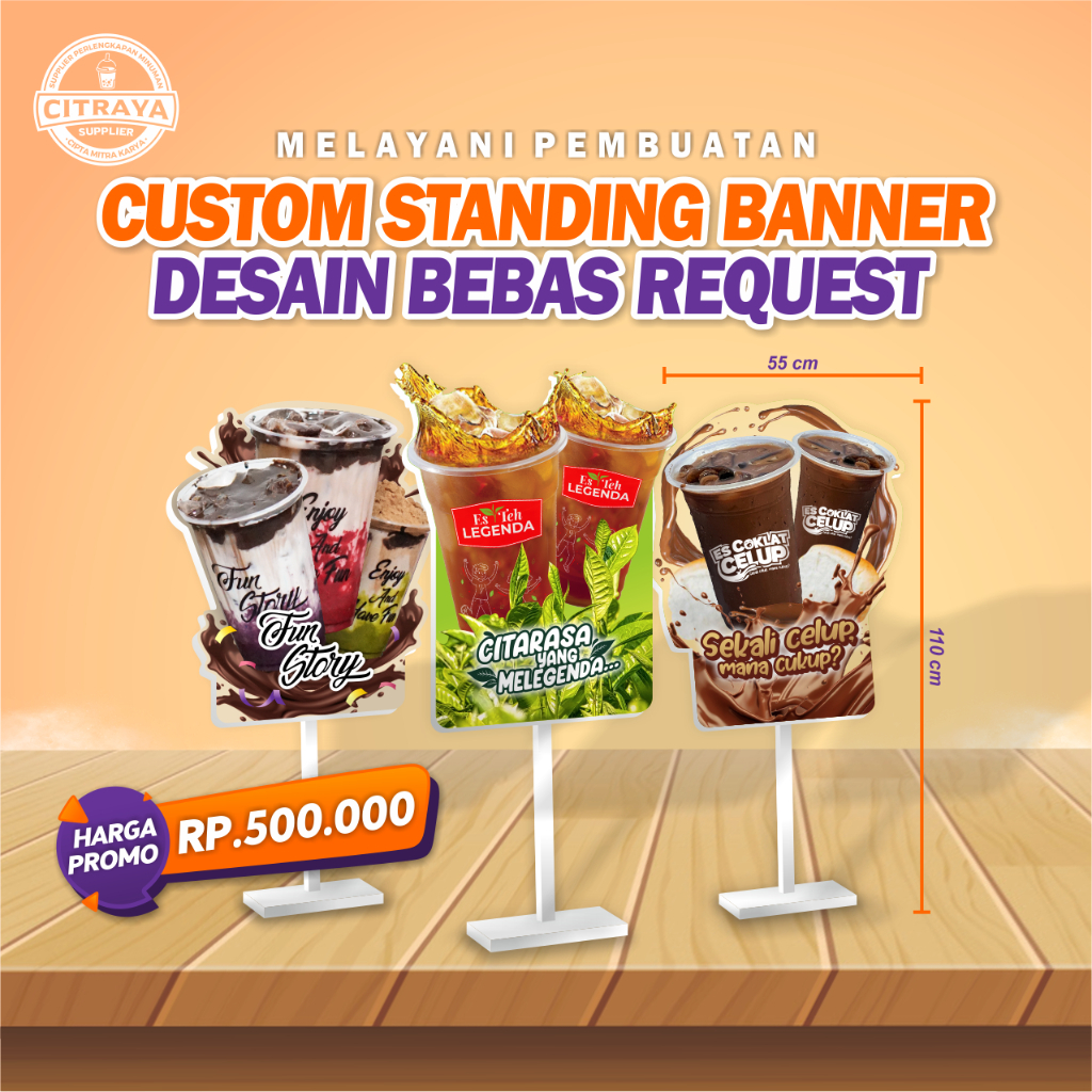 CUSTOME STAND BANNER / STAND BANNER KAYU / CUSTOME DESAIN STAND BANNER / CUSTOME STAND BANNER KAYU