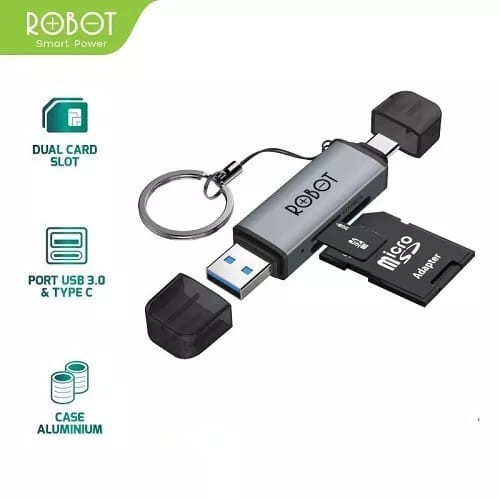 OTG Card Reader 2 in 1 Type C + USB 3.0 Micro SD Adapter - Robot CR202S