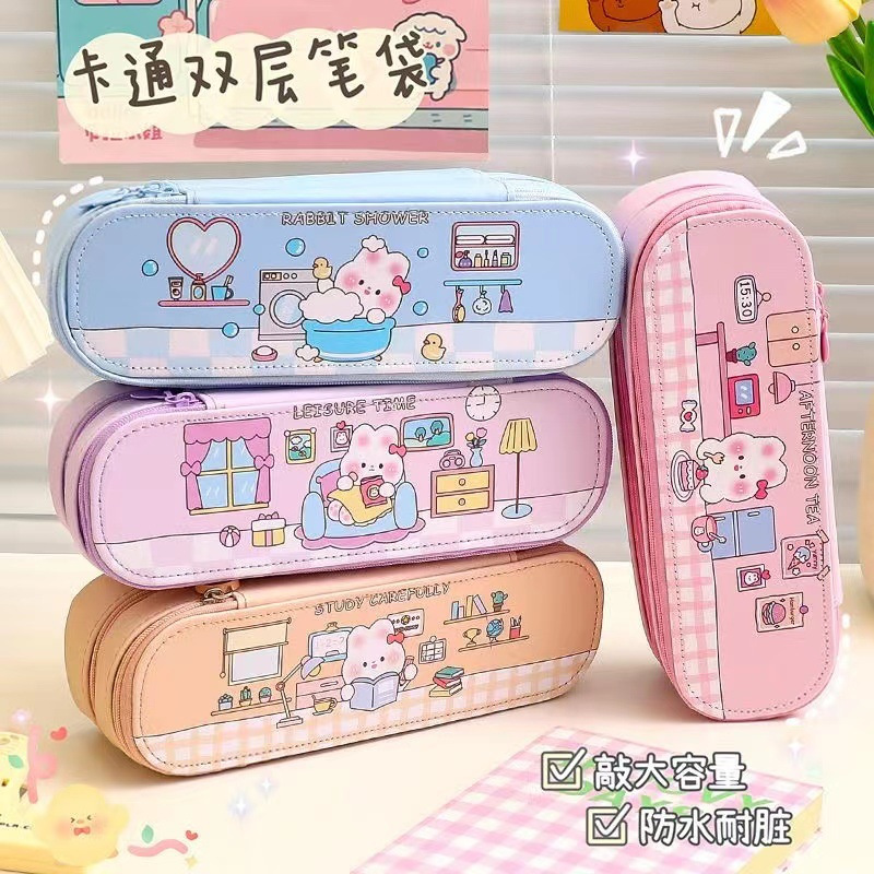 

Tempat Pensil 2 Resleting Kekinian Motif Kelinci Lucu Jumbo Aesthetic Korea Pencil Case
