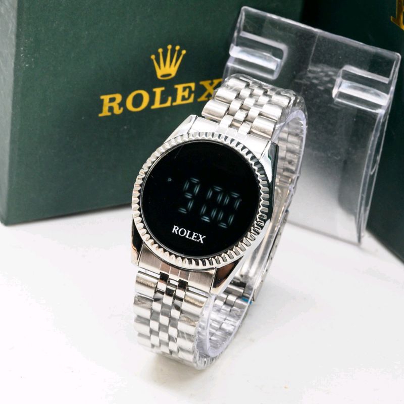 Jam Tangan Wanita Rolex Led Touchscreen Rantai Stainless steel Free Box