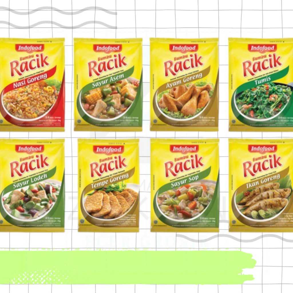 

Bumbu Racik Indofood Ayam Goreng Ikan Goreng Sayur Asem Sop Nasi Goreng Nasgor Pedas Tempe Tahu