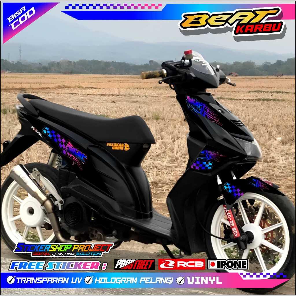 STRIPING VARIASI MOTOR HONDA BEAT KARBU / STICKER LIST VARIASI MOTOR BEAT KARBU