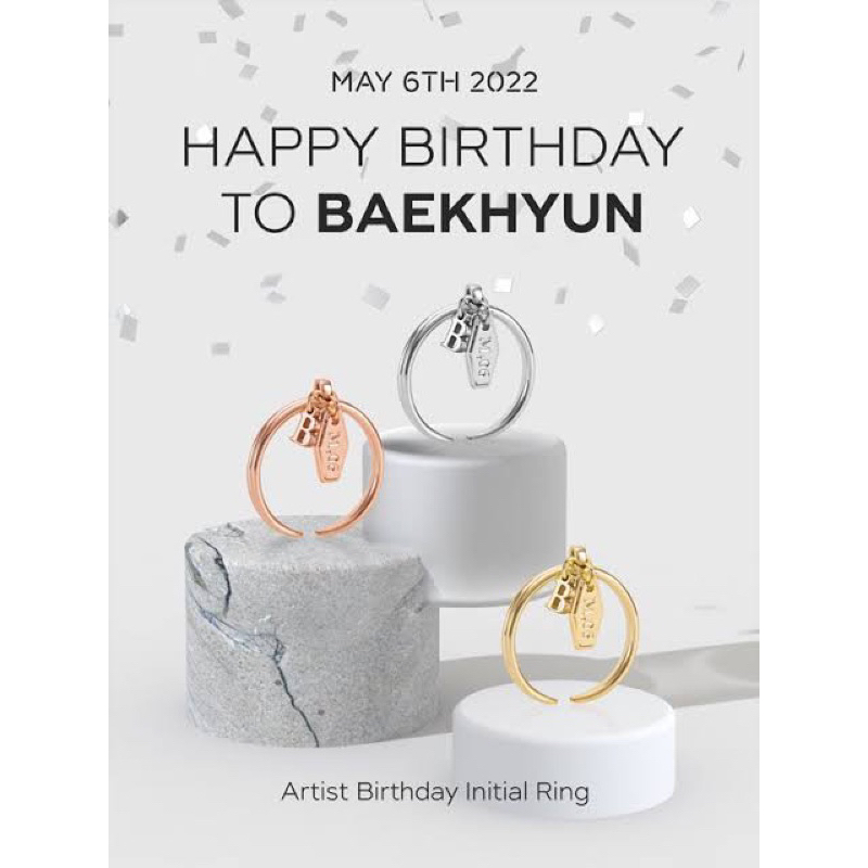 Artist Birthday Initial Ring - EXO BAEKHYUN SILVER (new, unsealed)