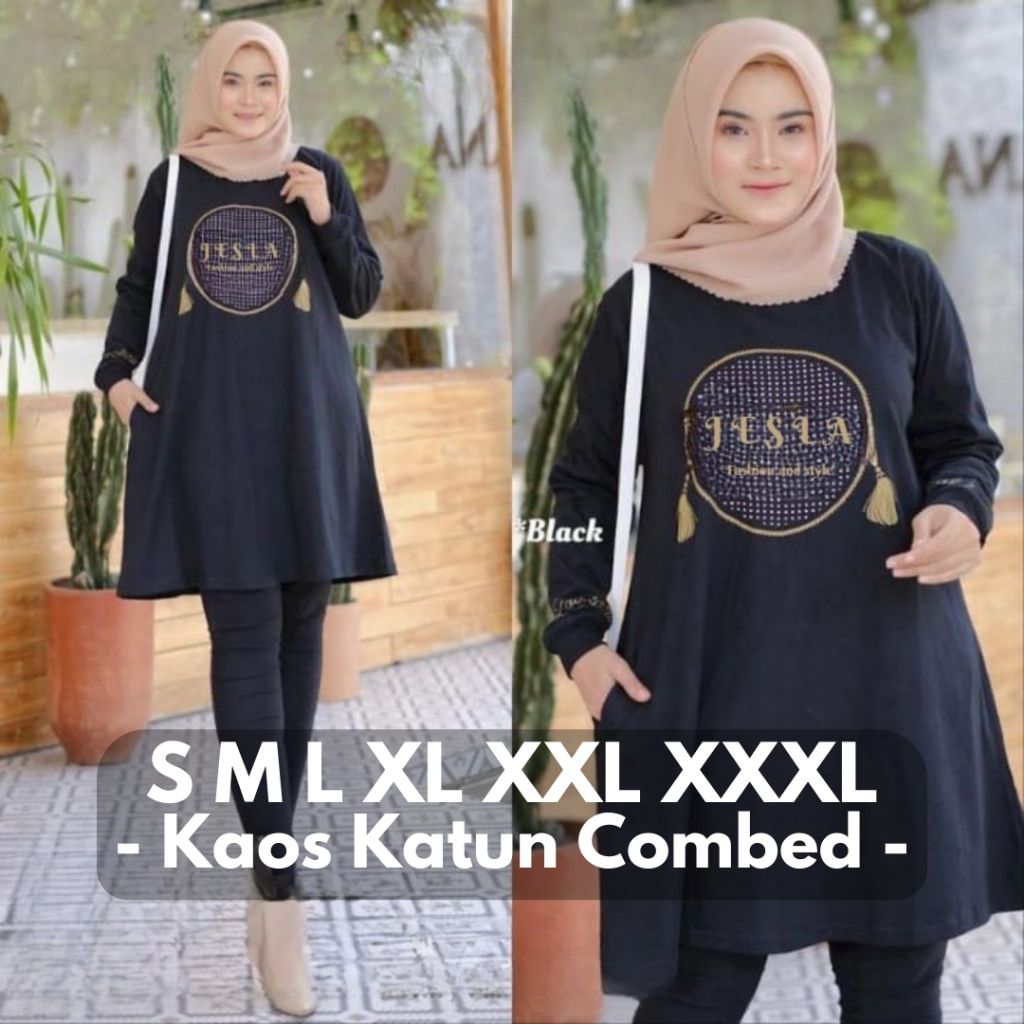 Baju Tunik Wanita Oversize Rope Tunik Kaos Katun Combed BO S M L XL XXL XXXL Baju Atasan Kaos Lengan