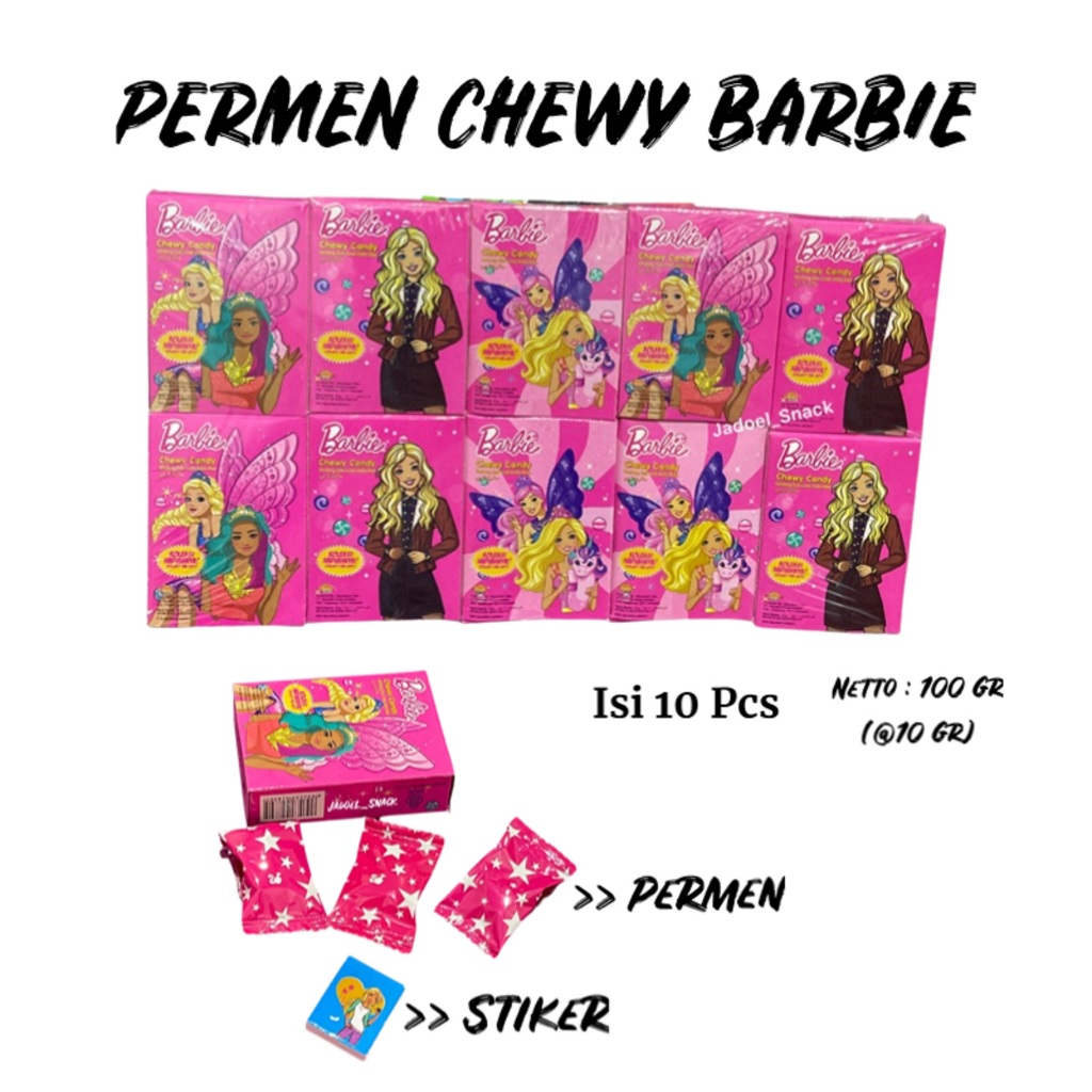 

Barbie Pastils Chewy Candy permen Karet Rasa Buah 1 Pack isi 10 Pcs