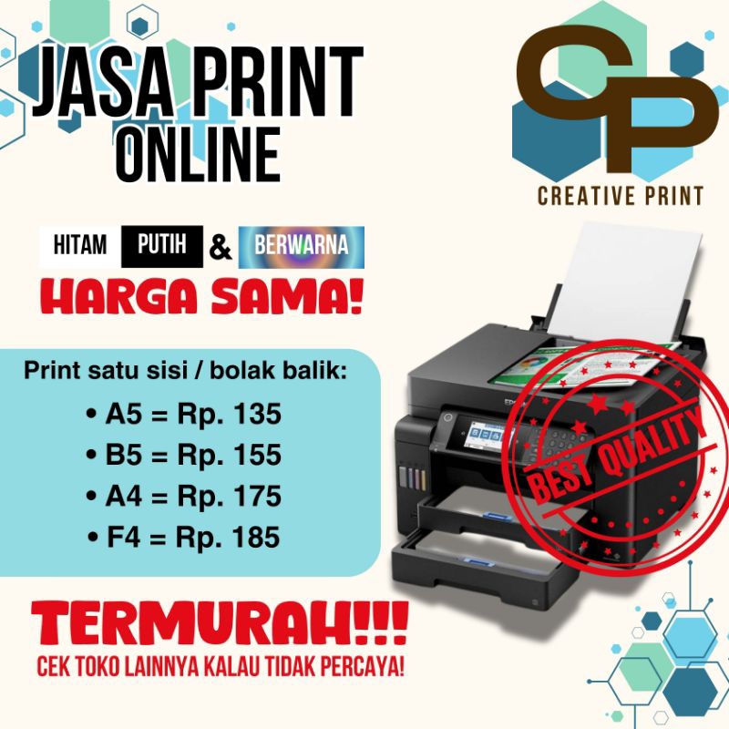 

PRINT/CETAK DOKUMEN, MAKALAH, BUKU DLL HITAM PUTIH DAN BERWARNA