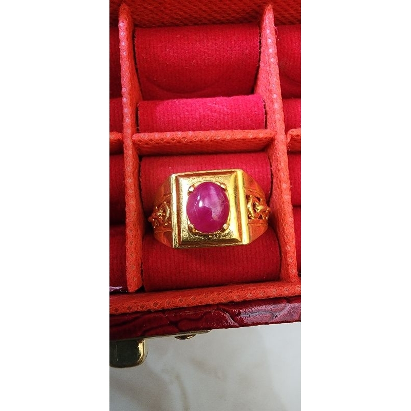 Mirah Burma Pigeon Blood Lawas ring emas 22 K