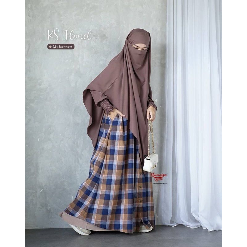 KS Flanel Ied Adha Series by Khumaira/ gamis flanel