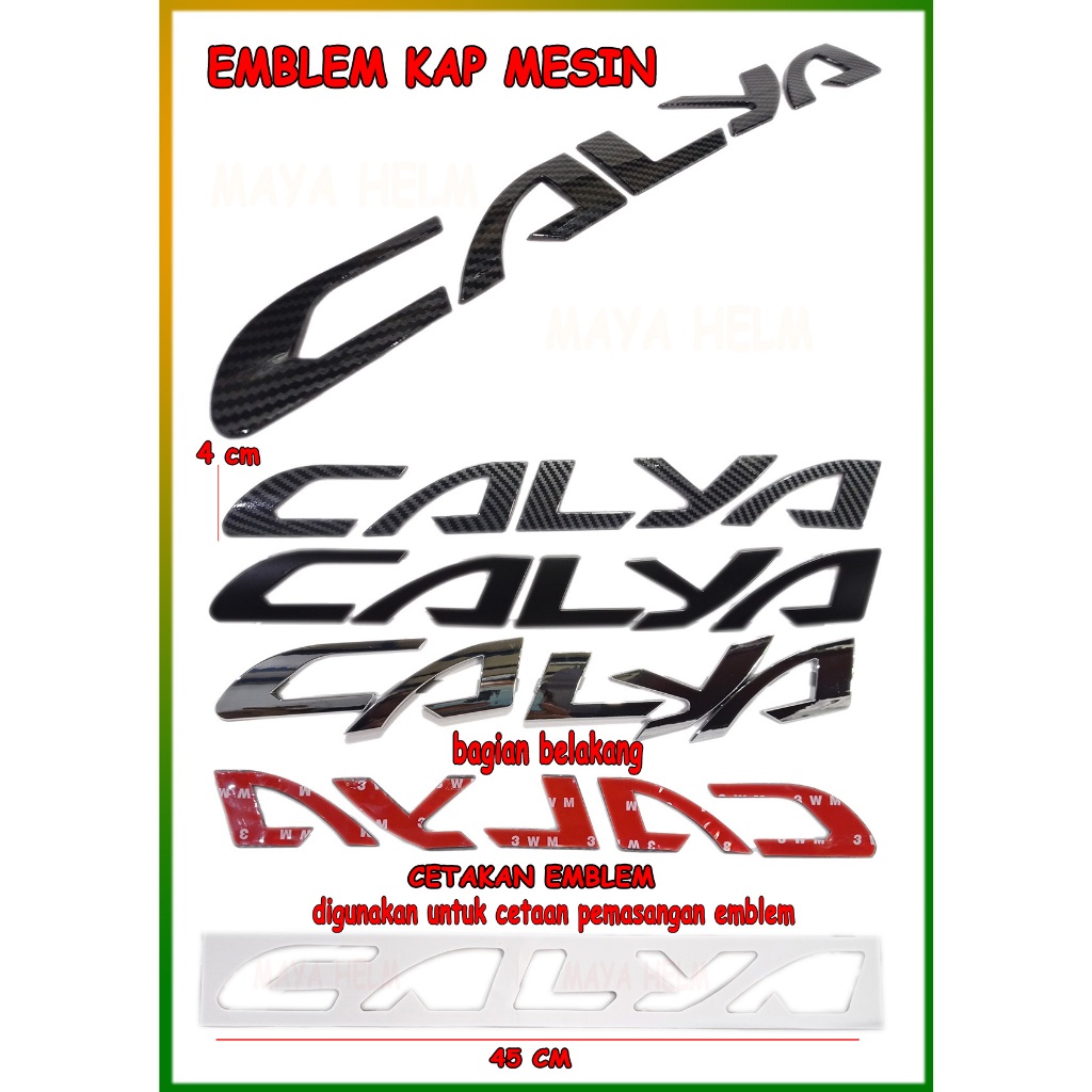 Emblem Kap Mesin Toyota Calya warna Dan Carbon