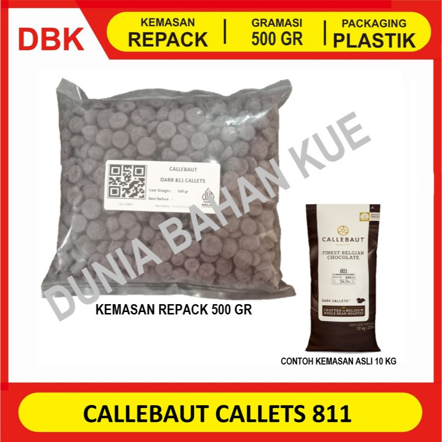 

REPACK 500 GR - CALLEBAUT DARK CHOCOLATE 811 COUVERTURE 54,5% / COKLAT