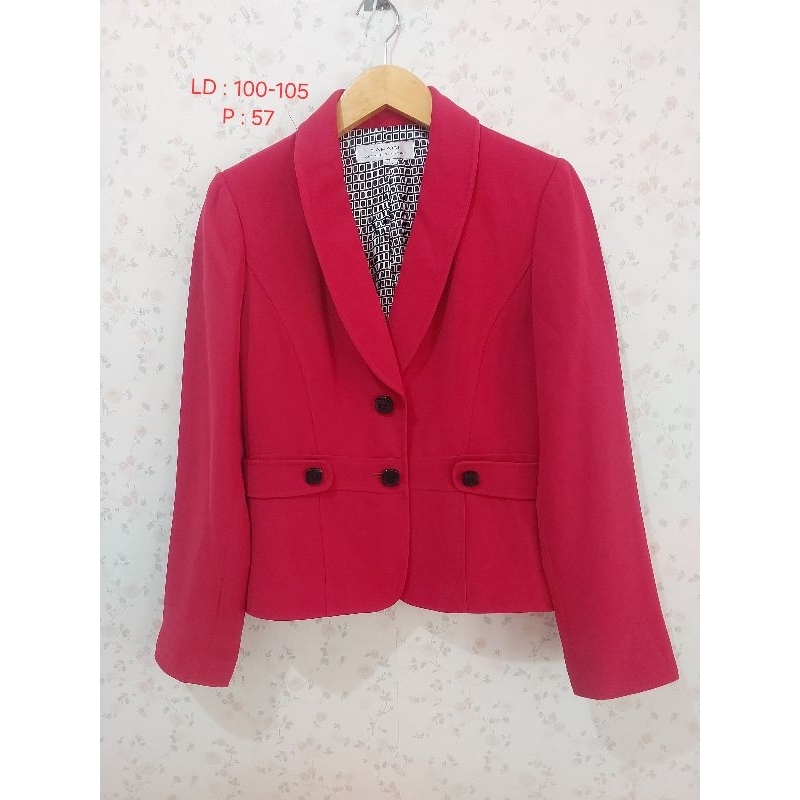blazer fushia merah jas wanita outer coat