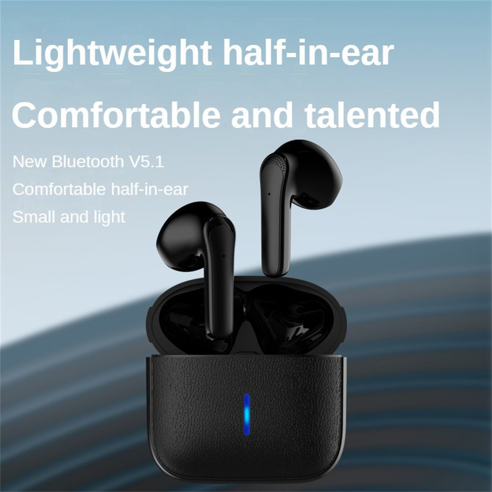 Mewah kulit leci warna solid JS59 benar nirkabel binaural TWS Bluetooth headset pengurangan kebising
