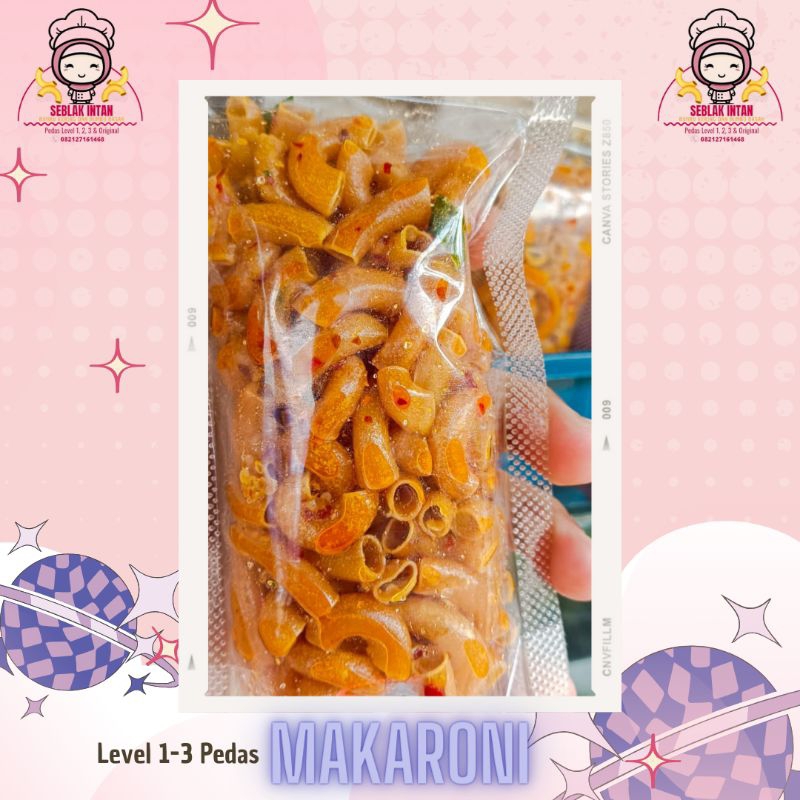 

Seblakmakaroni bumbu kering ukuran 9×15 berat 100 gr, pedas level 1-3 & original (tidak pedas). Grosir minimal 12 PCs, rasa dijamin enak dan mau lagi