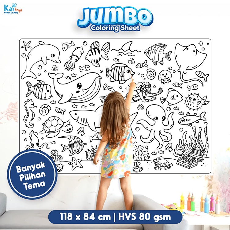 KODE P8G6 Jumbo Coloring Sheet  Doodle Raksasa A  Giant Coloring Poster  Mainan Anak Kertas Mewarnai