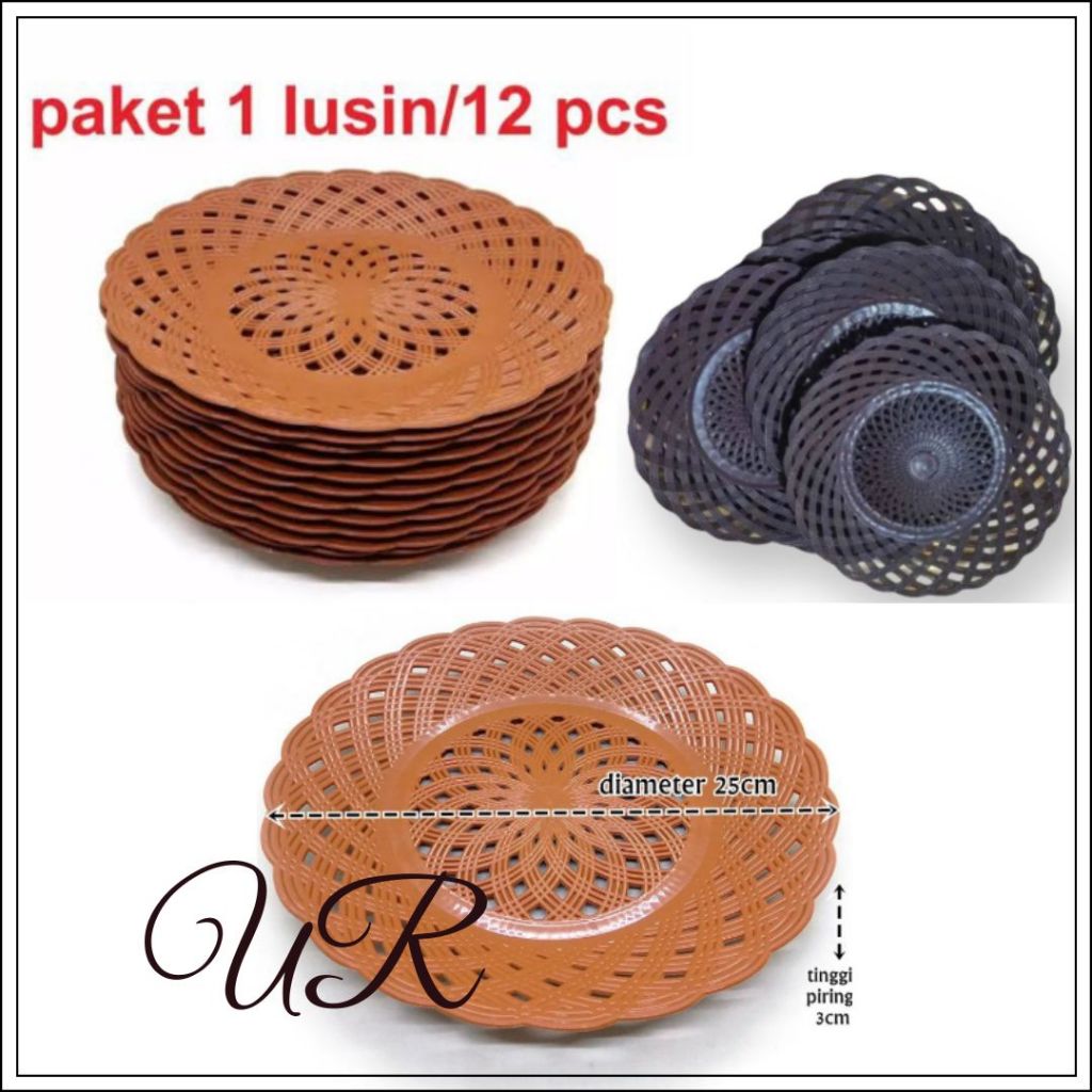 [ PROMO ] Piring Rotan Plastik Lusinan / Piring Hajatan / Piring Angkringan / Piring Rotan Plastik M