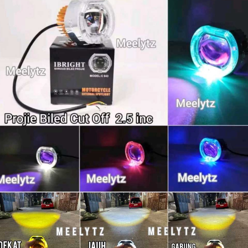 KODE S4E IBRIGHT  Projie Biled Cut Off mini 25 INC D2 D3 Jauh Dekat 3watt Waterproof plus devil ungu
