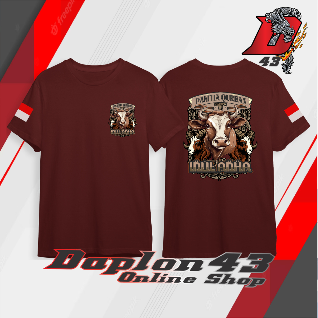 KAOS PANITIA QURBAN IDUL ADHA SAPI KAMBING BEAG COKLAT / Kaos Panitia Qurban 1445 Hijriah / Kaos Pan