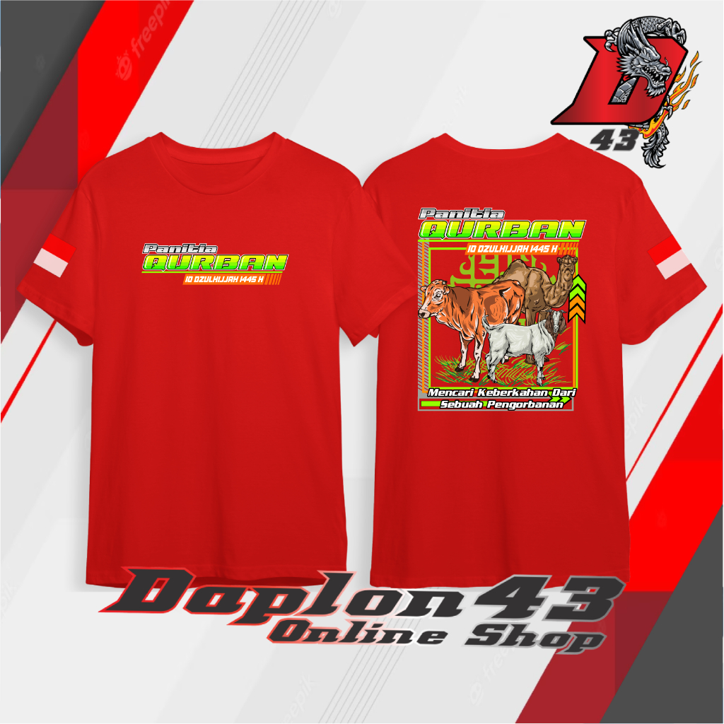 KAOS PANITIA QURBAN 10 DZULHIJJAH SAPI KAMBING UNTA IJO OREN / Kaos Panitia Qurban 2024 / Daplon 9