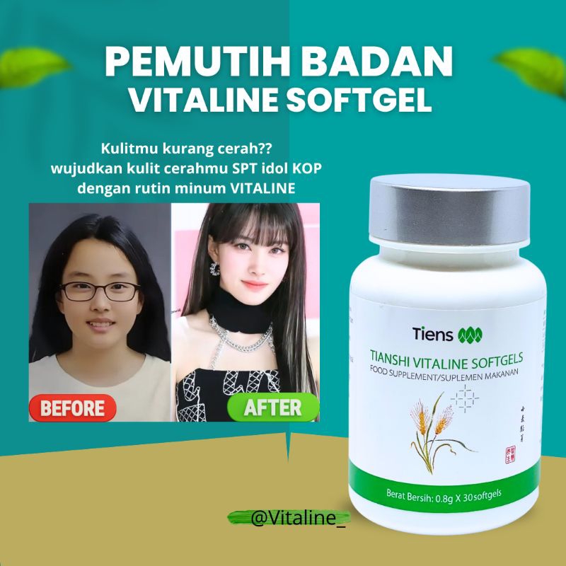Vitaline Softgel Suplemen Pemutih Badan | Pemutih Kulit | Kapsul Pemutih Badan | Colagen Pemutih Bad