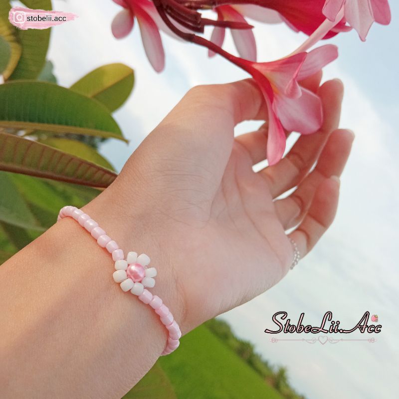 Gelang Manik / Gelang manik pink / Gelang manik korea / Gelang manik aesthetic / Gelang manik lucu