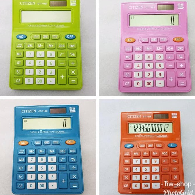 

KODE O16F Kalkulator Citizen Ct 719 Kalkulator 12 Digit Warnanya Unik