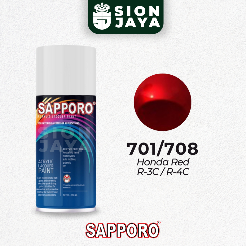 Pilox / Pylox / Cat Semprot Sapporo 300ml Merah Red Candy Colours 701/708 Honda Red R-3C / R-4C