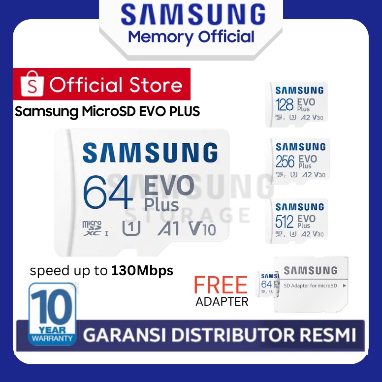 Promo Terbatas Samsung MicroSD Evo Plus 64GB  128GB  256GB Memory Card HP Micro SD Kartu SD 64 GB Ka