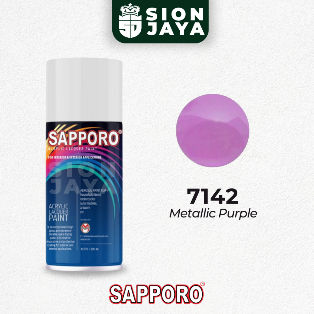 Pilox / Pylox / Cat Semprot Sapporo 300ml Ungu Muda Purple Metallic Colour 7142 Metallic Purple