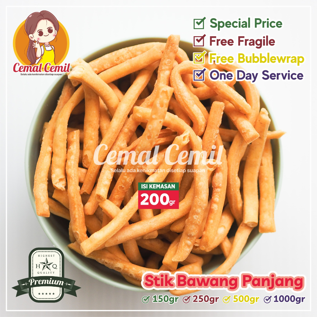 

Cemal Cemil : Paling Laris : Stik Bawang Panjang 200gr-Snack/Cemilan/Camilan