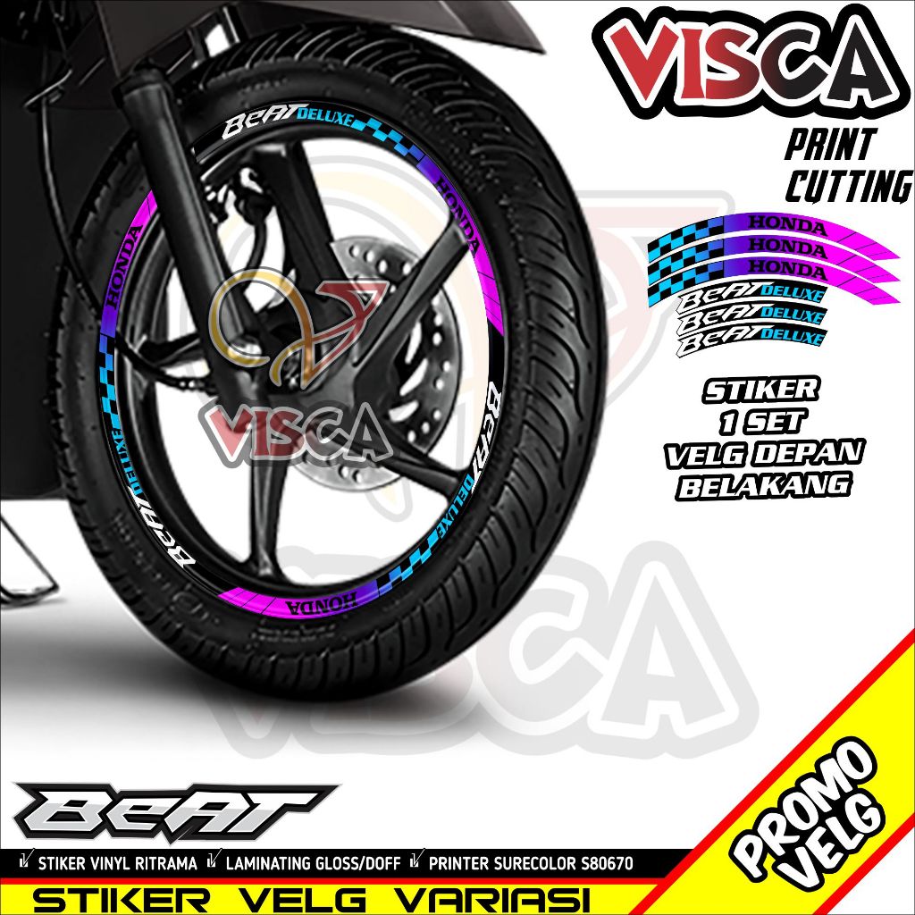 Stiker Velg List Velg Motor Stiker Velg Beat Deluxe Motif Flag Bunglon